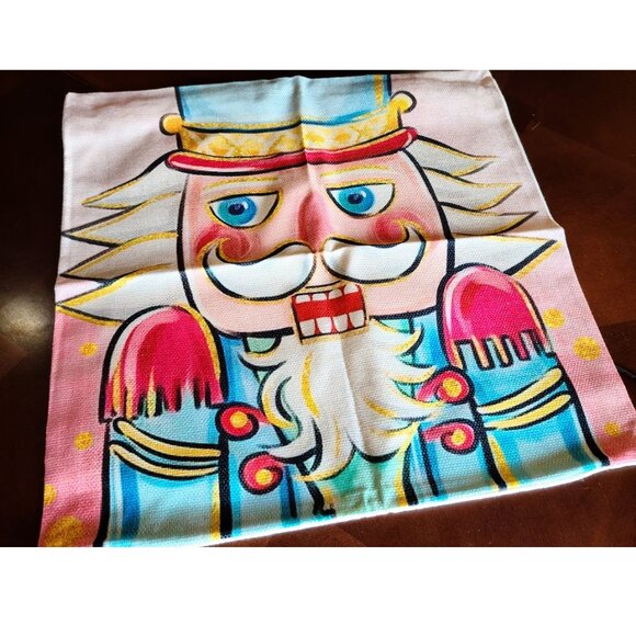 Christmas Pillow Covers Nutcracker Decoration Accent Holiday Xmas Decor Blue 4pc - Picture 2 of 13